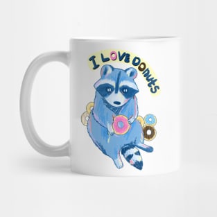 Little racoon loves donuts Mug